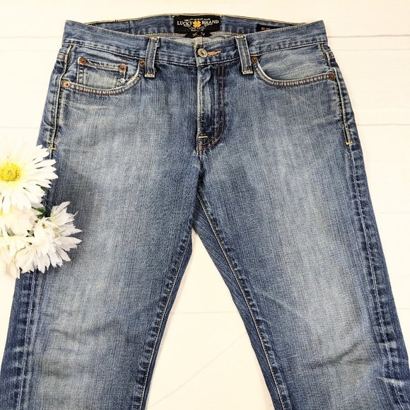 Lucky Brand Slim Straight Distressed Blue Jeans - Picture 3 of 10